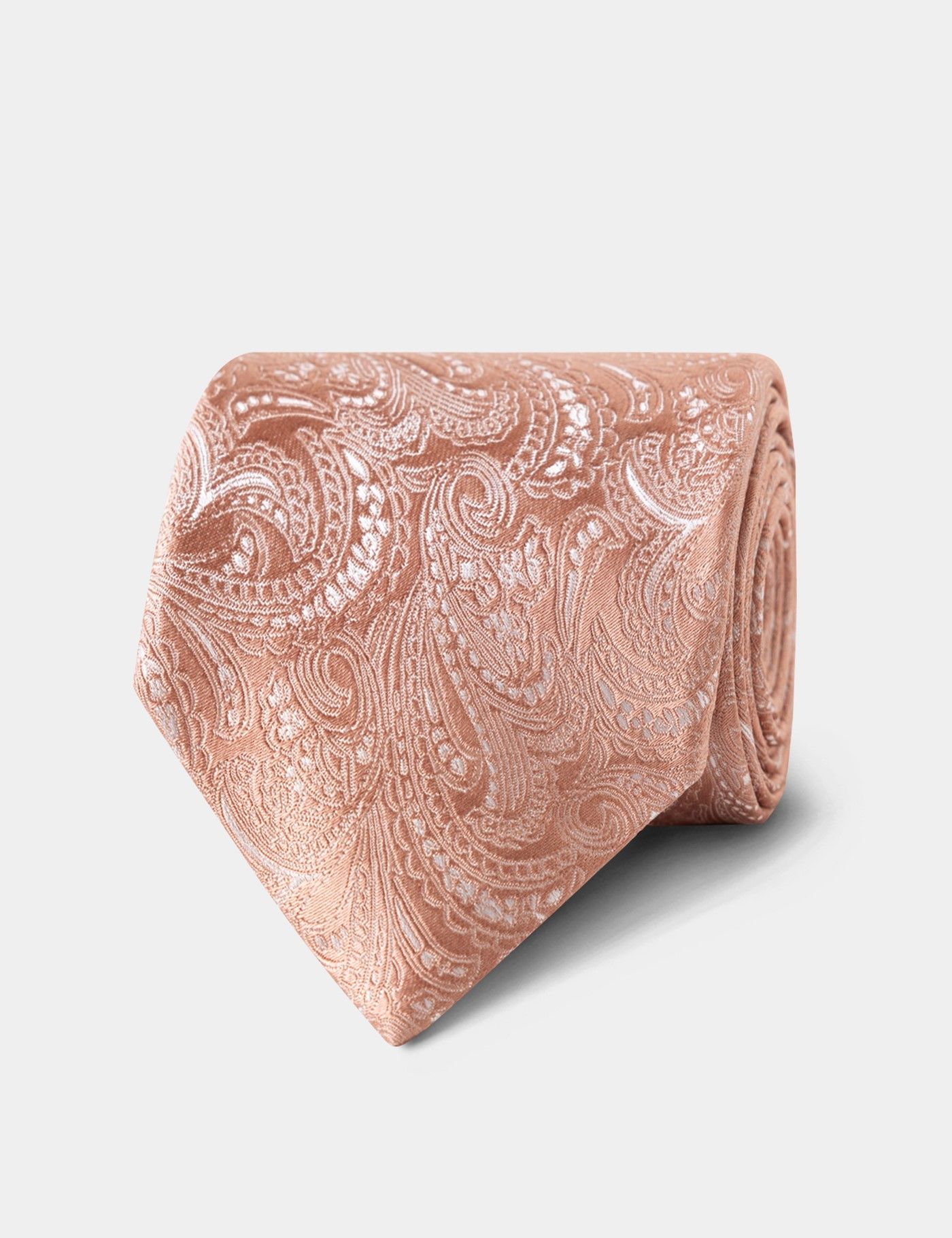 Peach Paisley Tie - 100% Silk