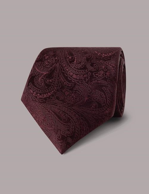 Burgundy Paisley Tie - 100% Silk