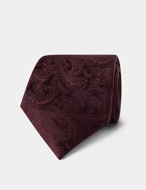 Burgundy Paisley Tie - 100% Silk