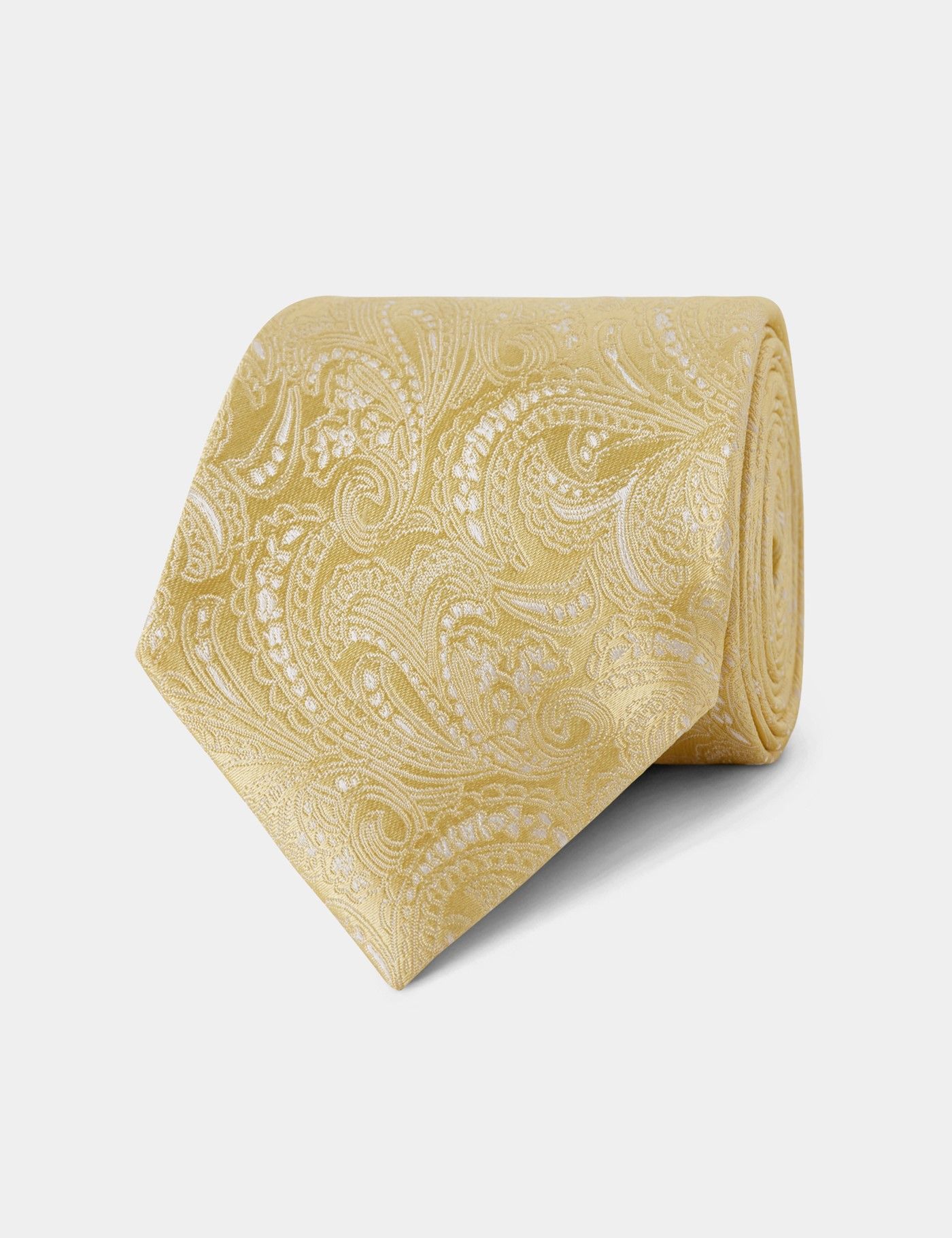 Yellow Paisley Tie - 100% Silk