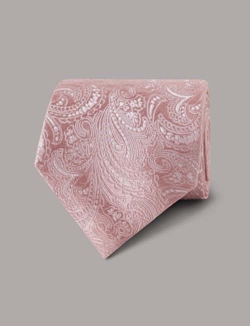 Dusty Pink Paisley Tie - 100% Silk