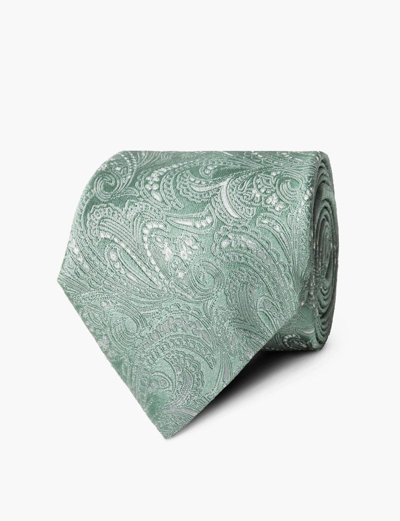 Duck Egg Blue Paisley Tie