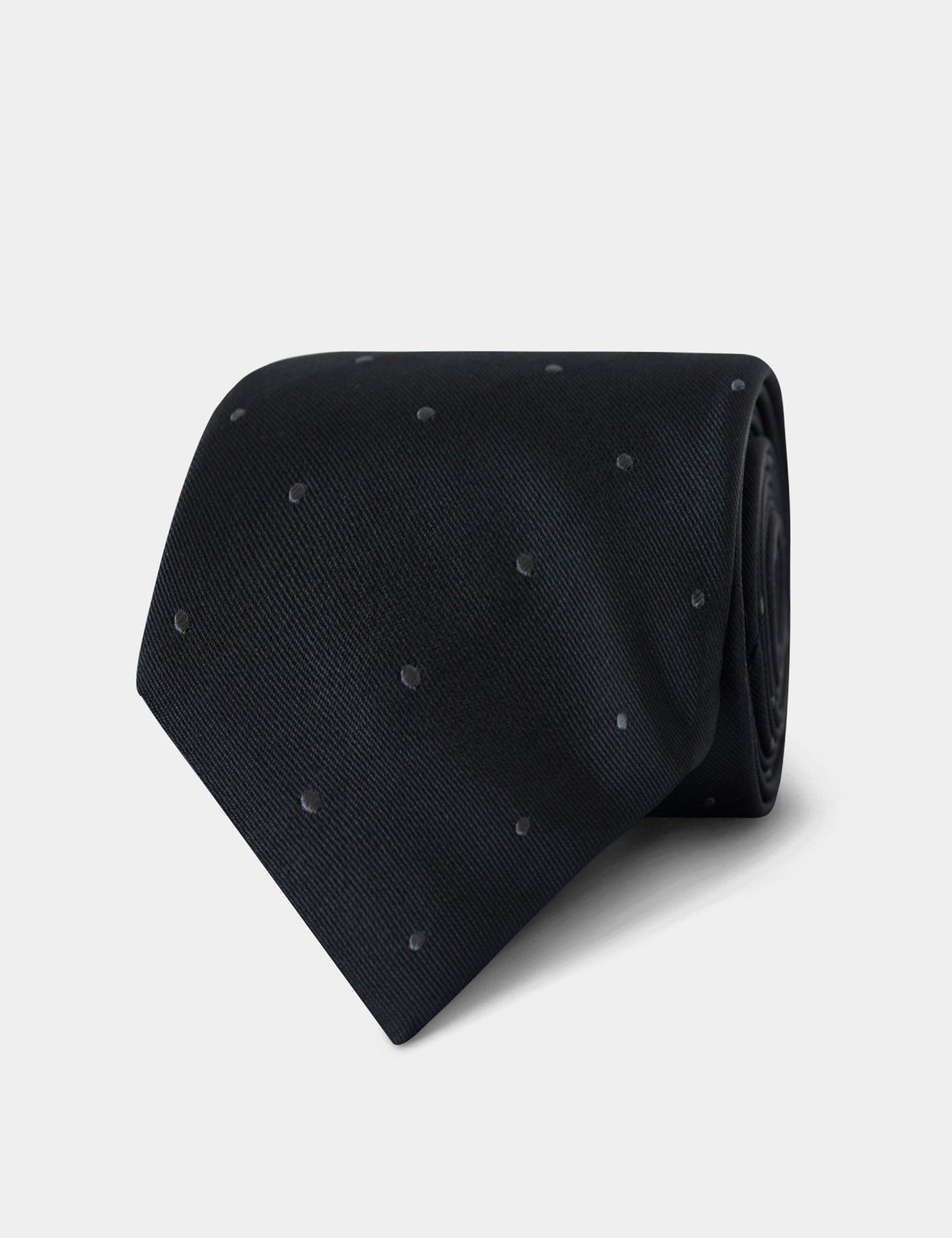 Black Spot Tie - 100% Silk