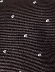 Chocolate Brown & White Spot Tie - 100% Silk-preview1