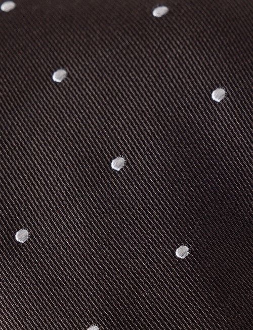 Chocolate Brown & White Spot Tie - 100% Silk-preview