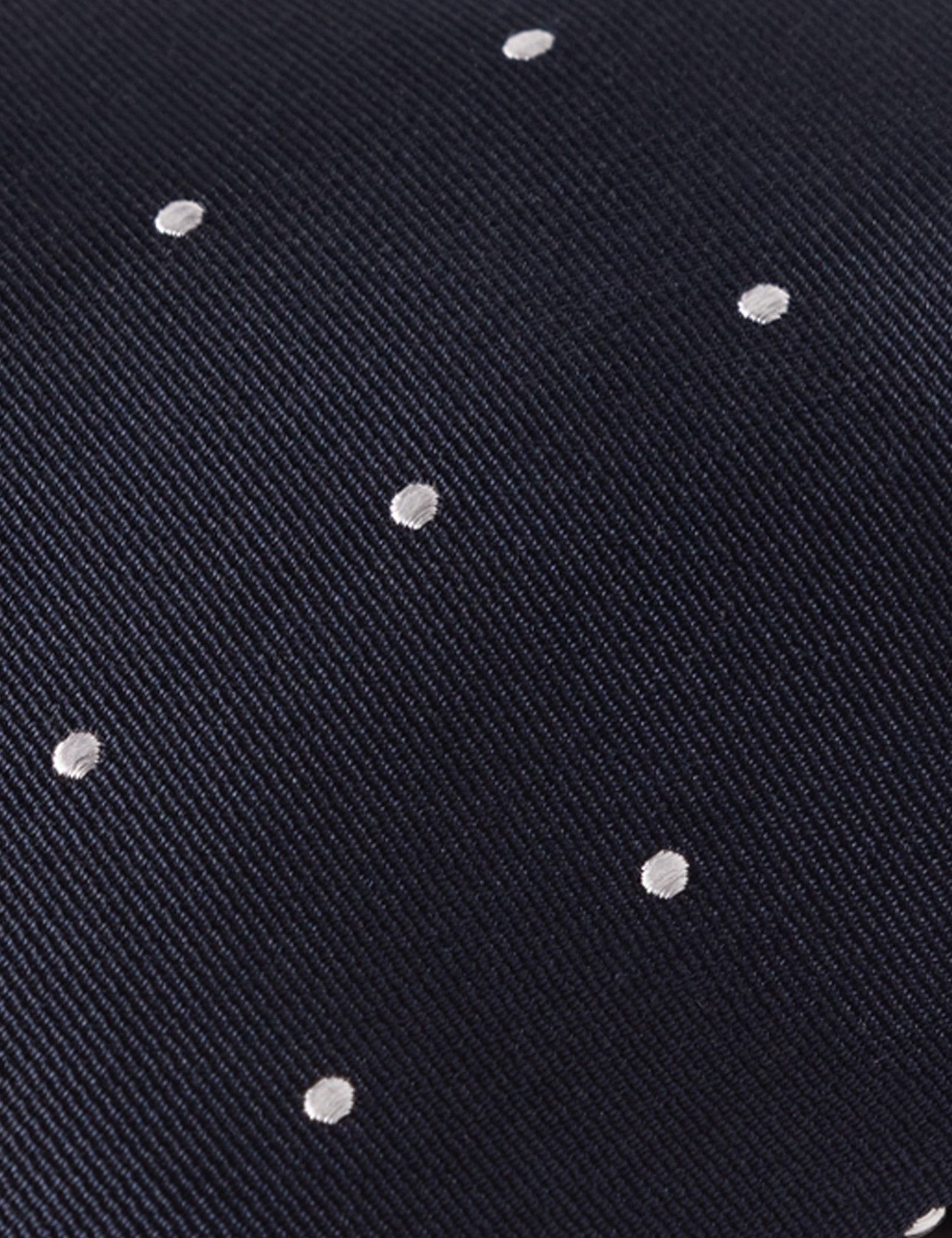 Navy & White Spot Tie - 100% Silk-preview