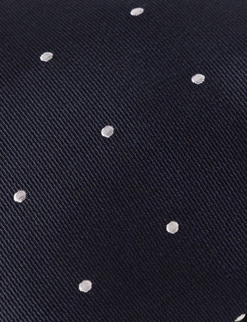 Navy & White Spot Tie - 100% Silk-preview