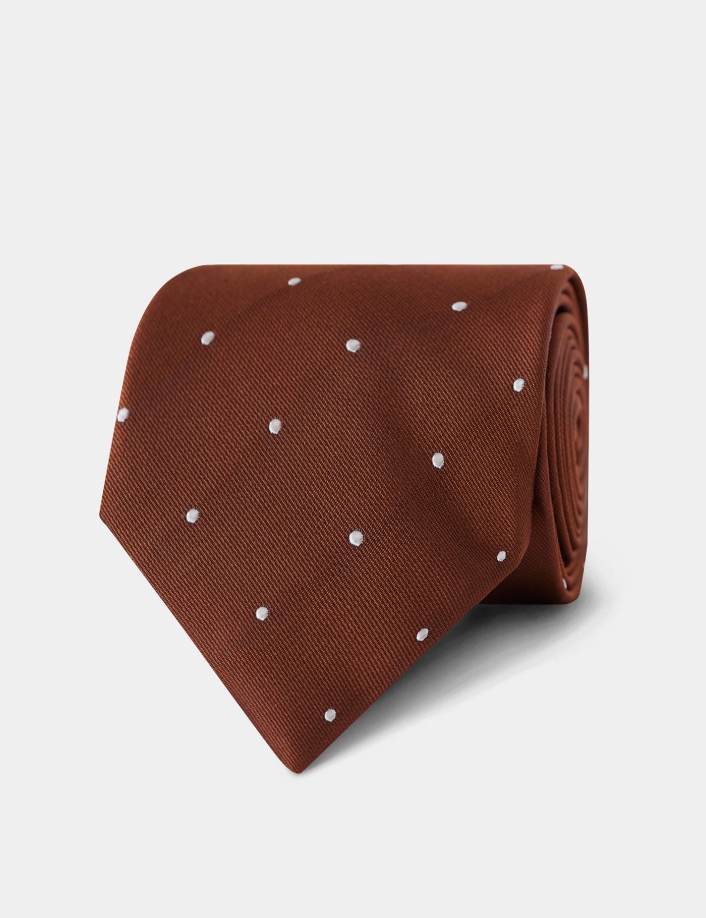 Rust & White Spot Tie - 100% Silk