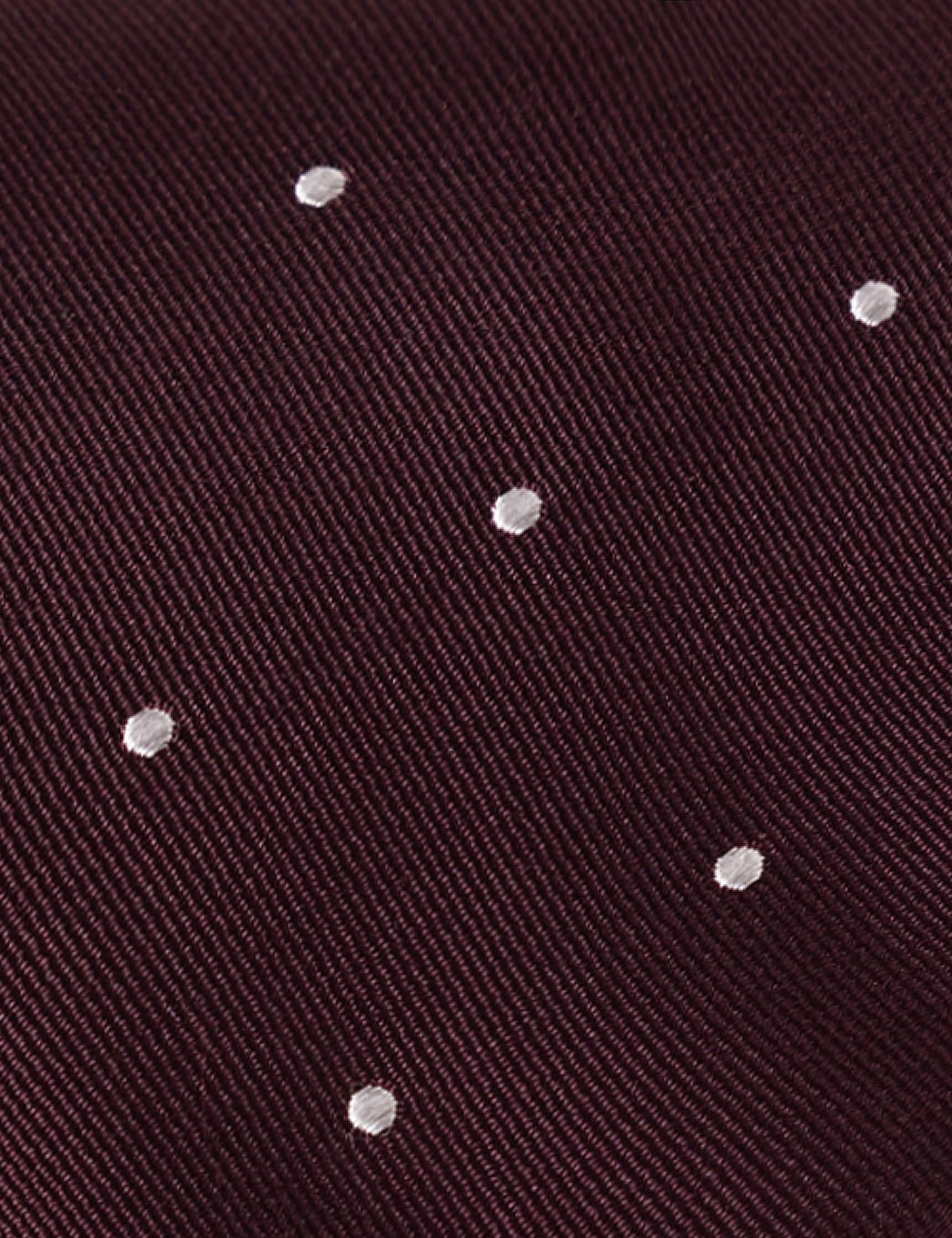 Burgundy & White Spot Tie - 100% Silk-preview