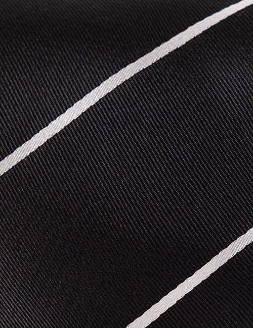 Black & White Stripe Repp Tie - 100% Silk-preview