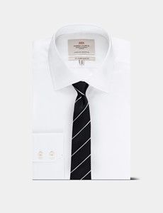 Black & White Stripe Repp Tie - 100% Silk