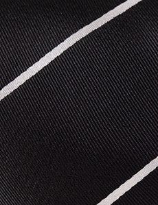 Black & White Stripe Repp Tie - 100% Silk