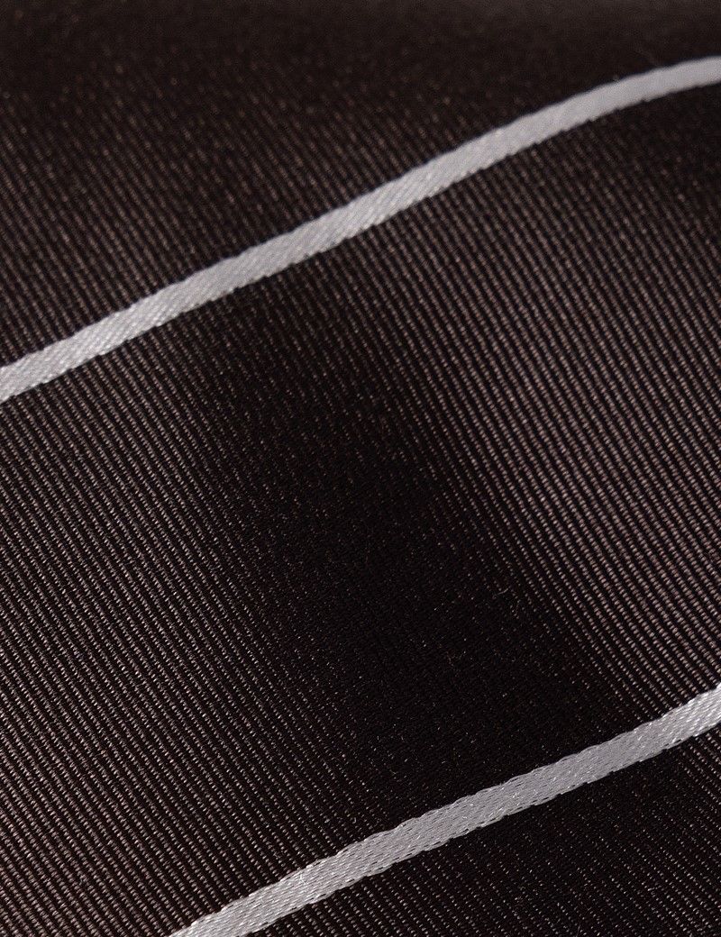 Chocolate & White Stripe Repp Tie - 100% Silk-preview