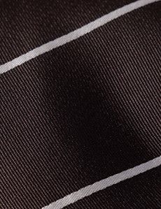Chocolate & White Stripe Repp Tie - 100% Silk