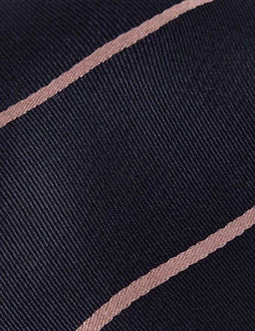 Navy & Pink Stripe Repp Tie - 100% Silk-preview