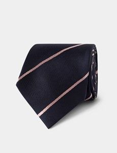 Navy & Pink Stripe Repp Tie
