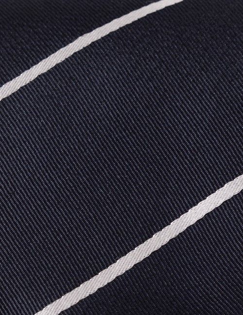 Navy & White Stripe Repp Tie - 100% Silk-preview