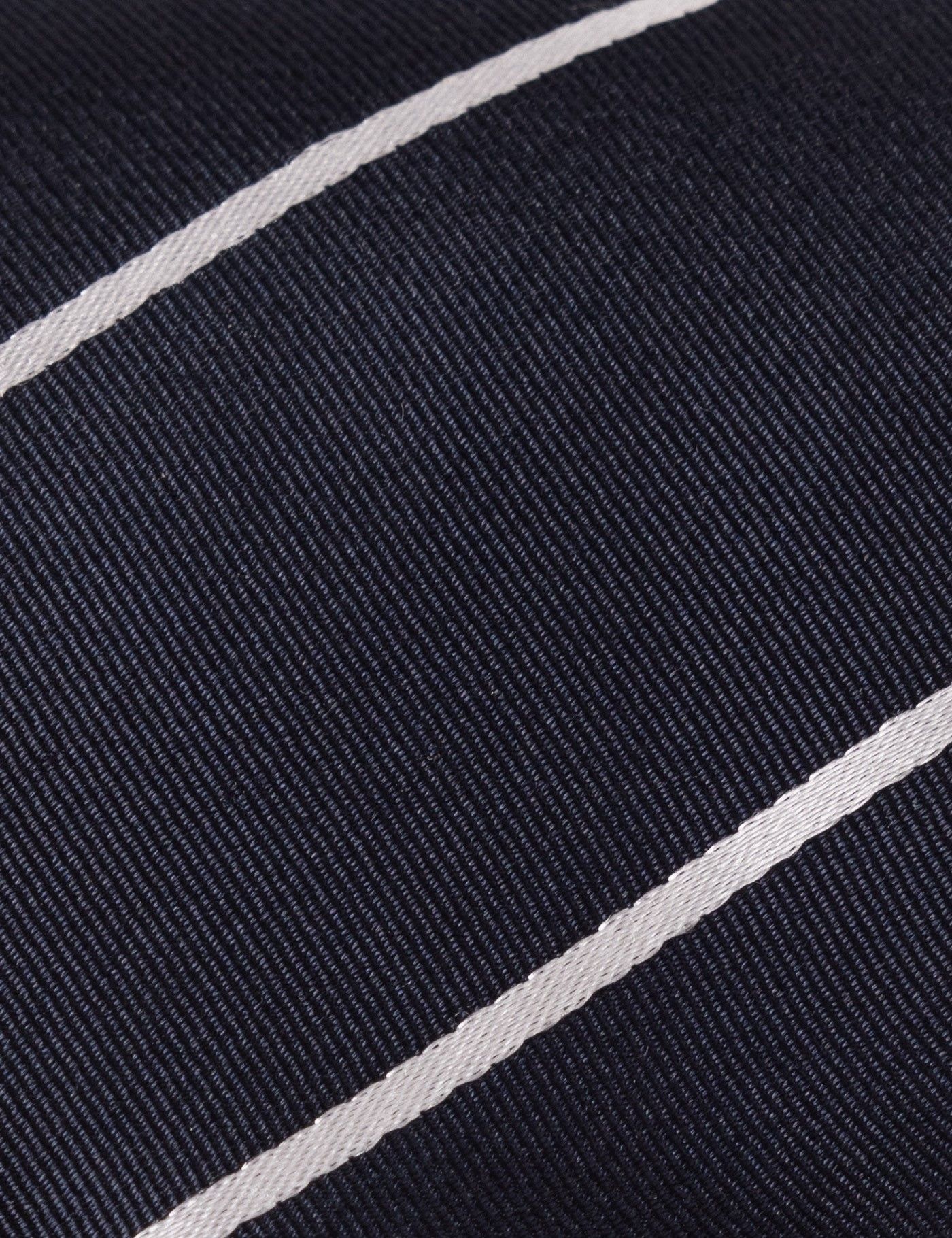 Navy & White Stripe Repp Tie - 100% Silk-preview