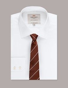 Rust & White Stripe Repp Tie - 100% Silk-preview2
