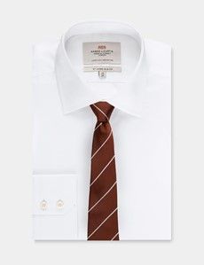 Rust & White Stripe Repp Tie - 100% Silk