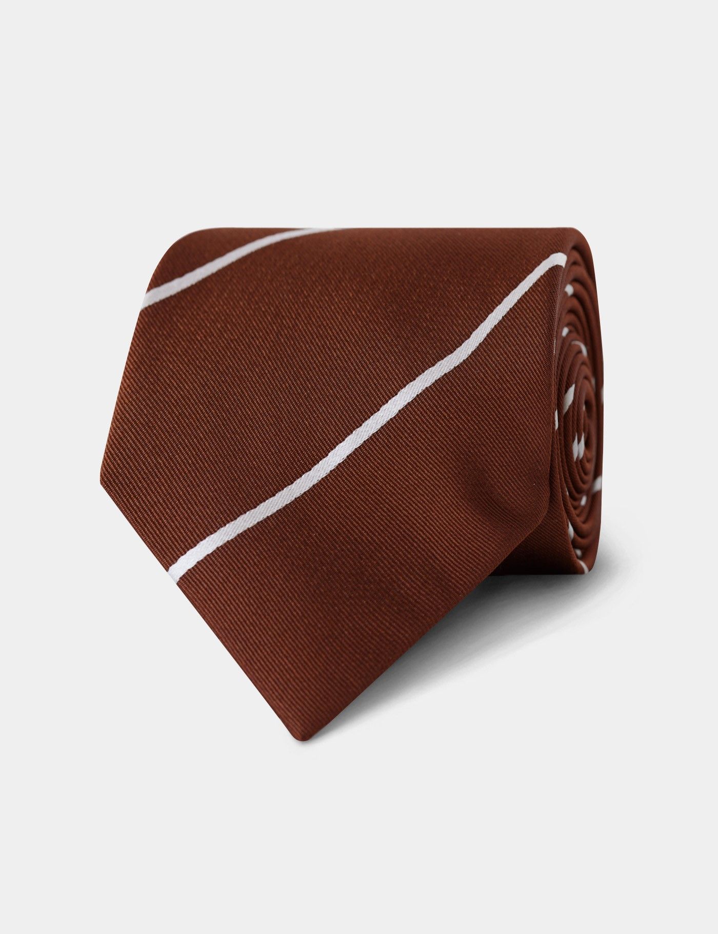 Rust & White Stripe Repp Tie - 100% Silk