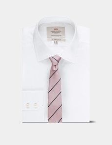 Dusty Pink & Navy Stripe Repp Tie - 100% Silk-preview2