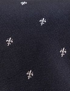 Navy Fleur-de-lis Tie - 100% Silk-preview1