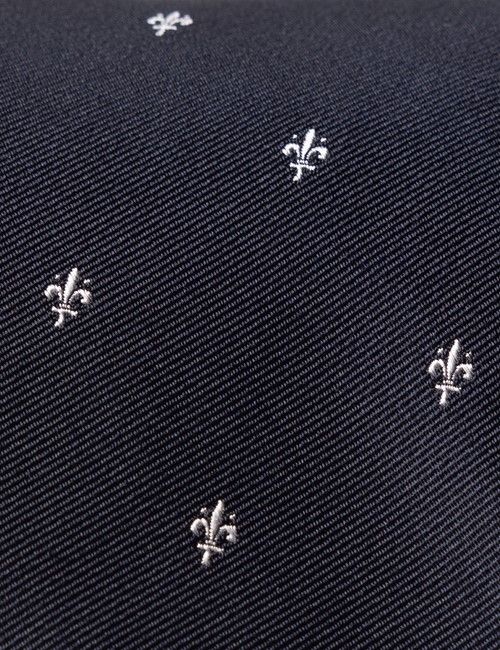 Navy Fleur-de-lis Tie - 100% Silk-preview