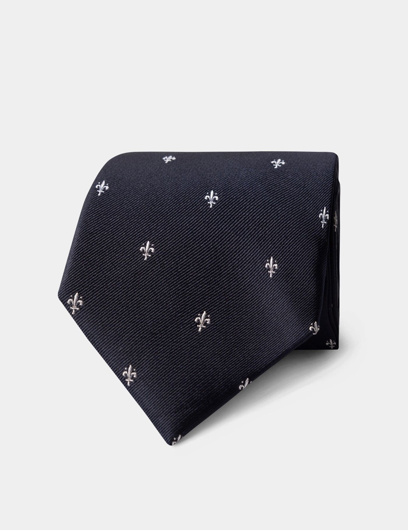 Navy Fleur-de-lis Tie - 100% Silk