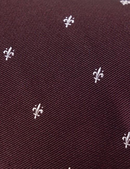Burgundy Fleur-de-lis Tie - 100% Silk-preview