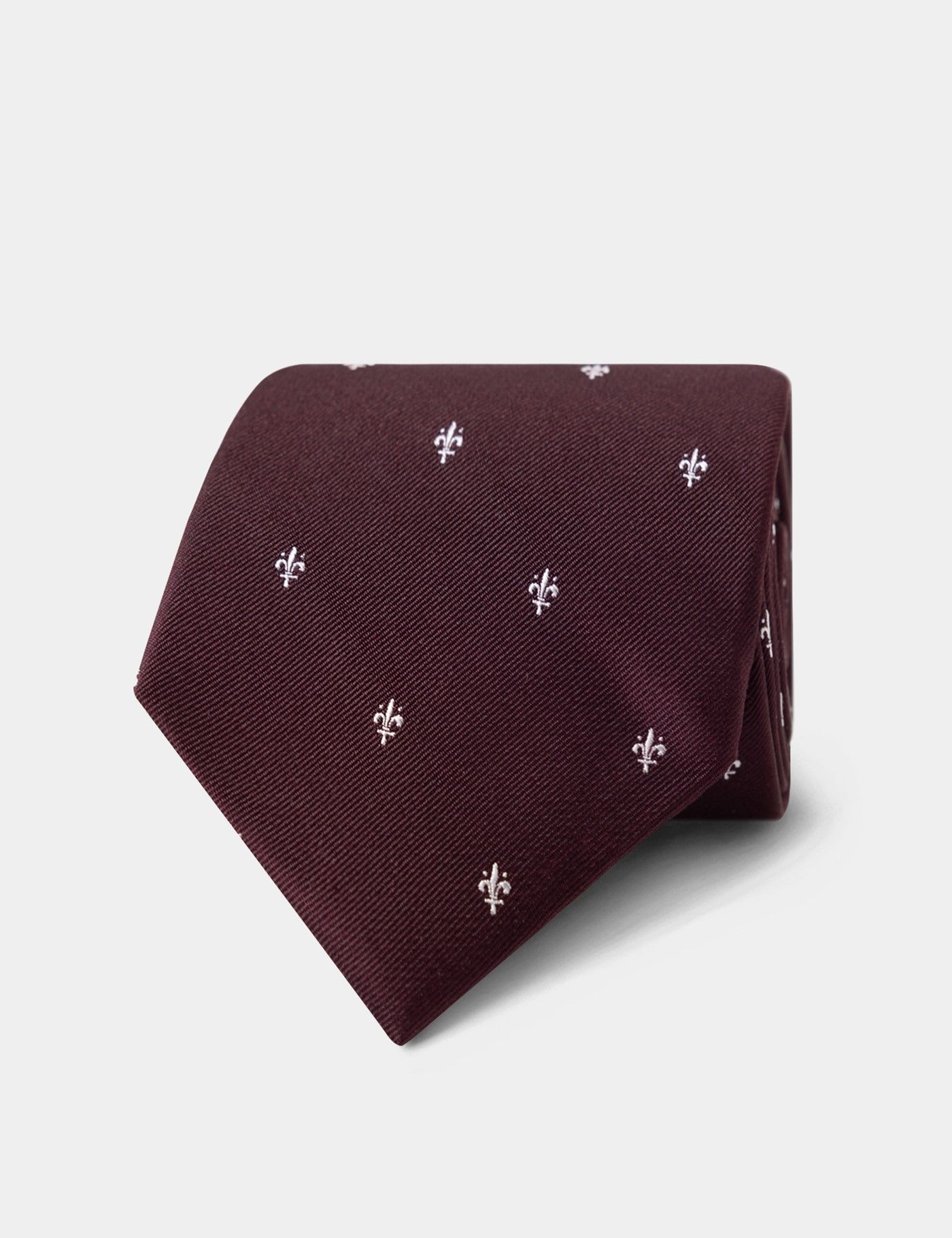 Burgundy Fleur-de-lis Tie - 100% Silk