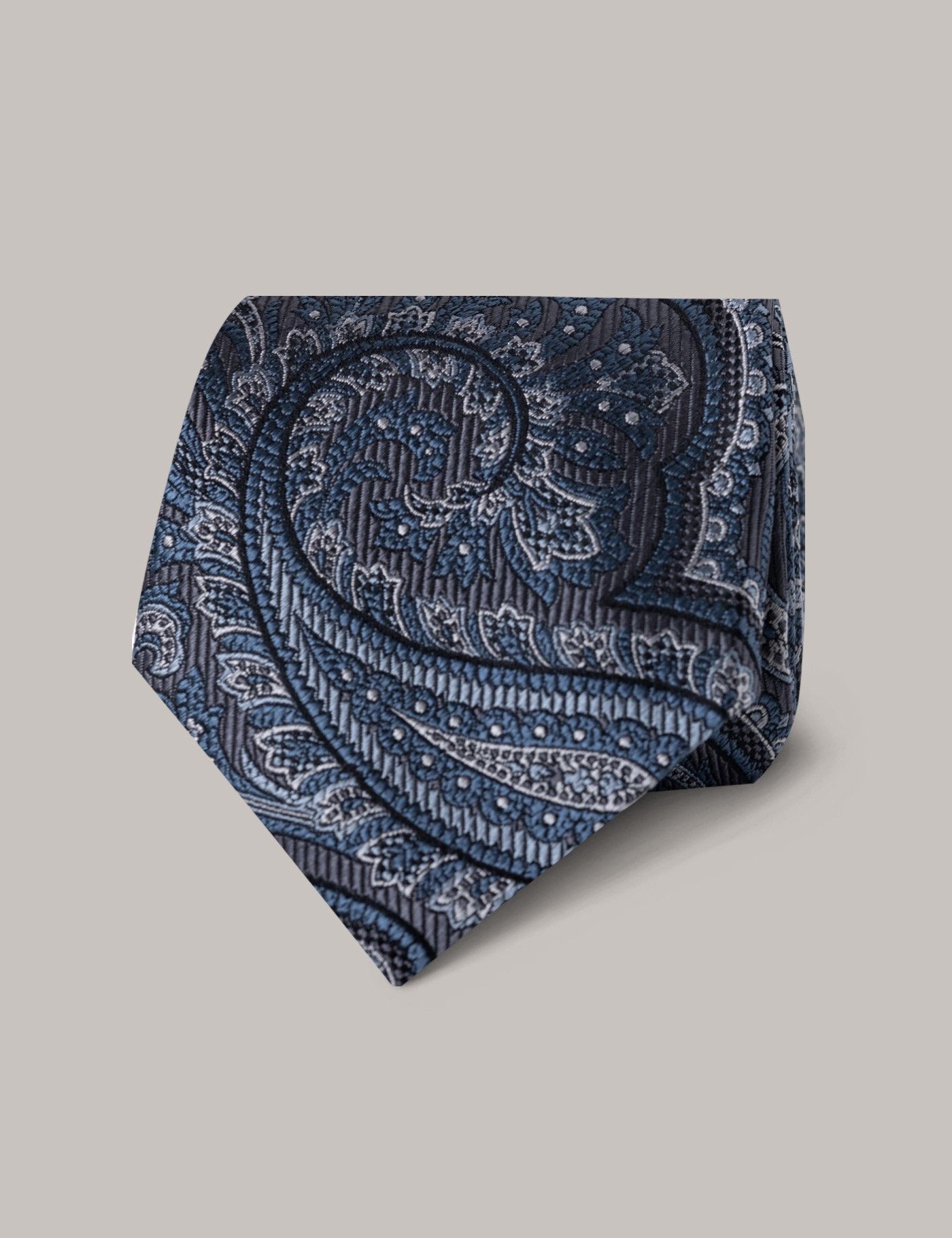 Men's Grey & Blue Paisley Tie - 100% Silk | Hawes & Curtis