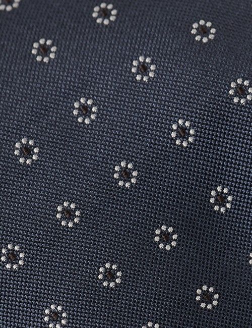 Mid Blue Floral Geo Tie - 100% Silk-preview