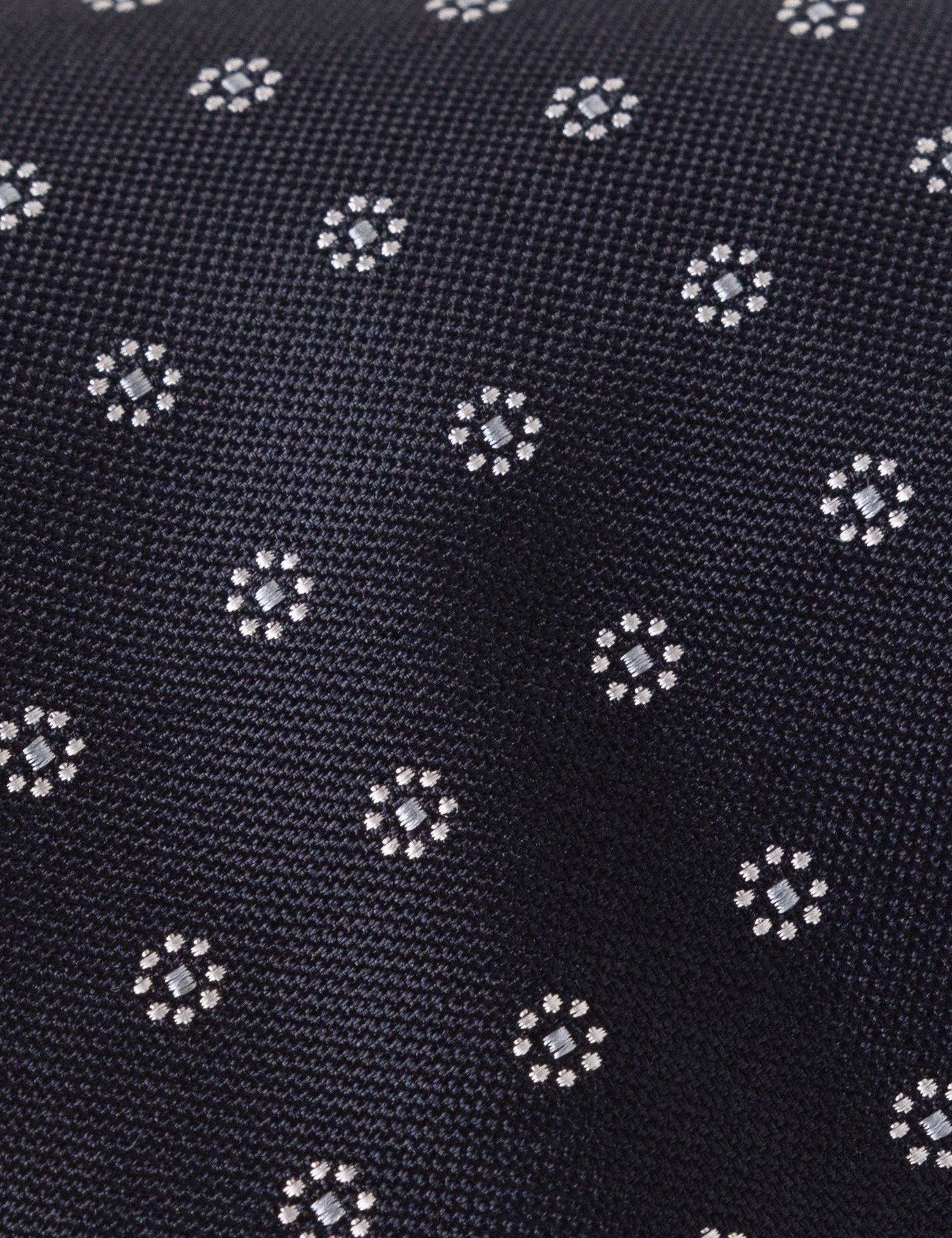 Navy & Light Blue Floral Geo Tie - 100% Silk-preview