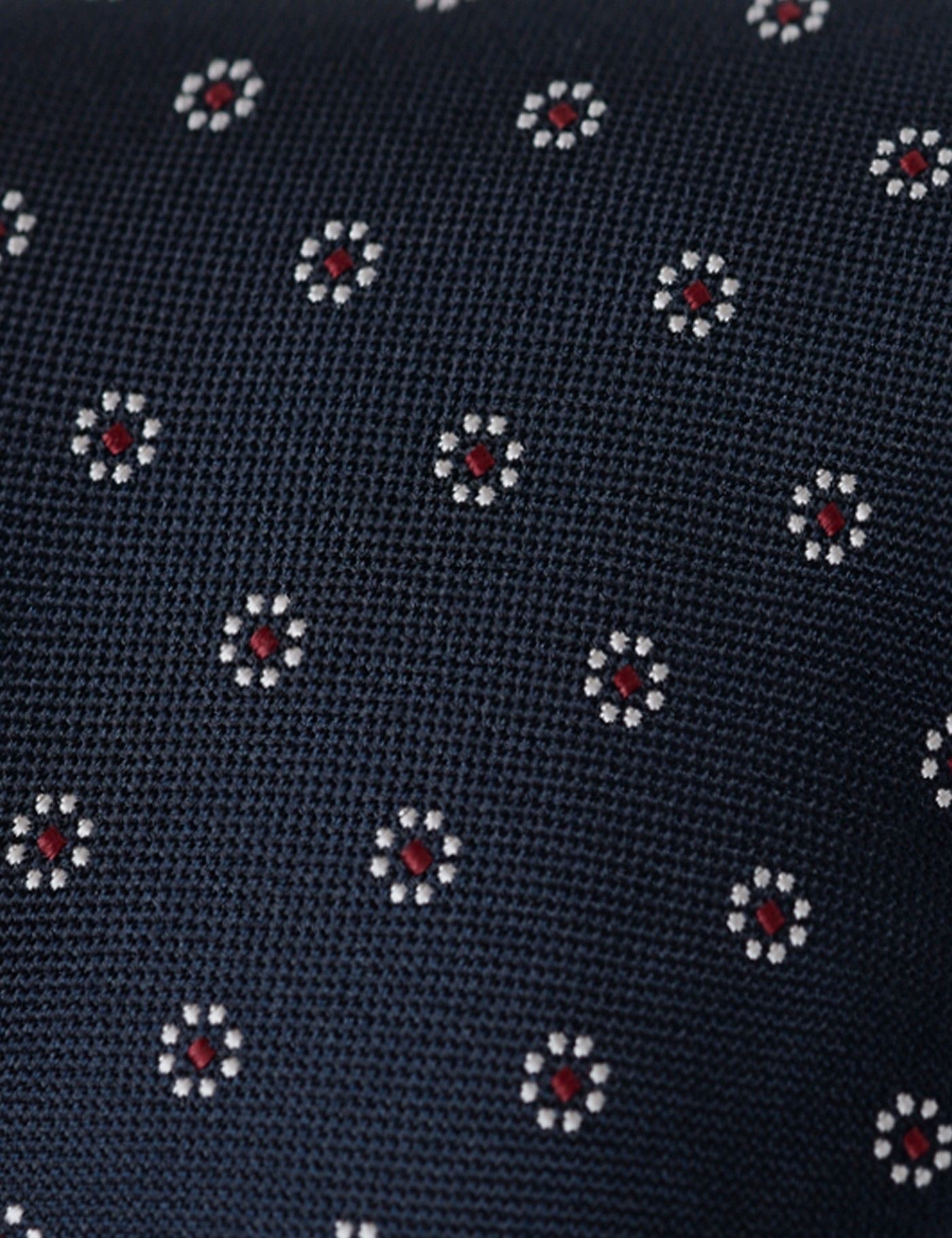 Navy & Red Floral Geo Tie - 100% Silk-preview