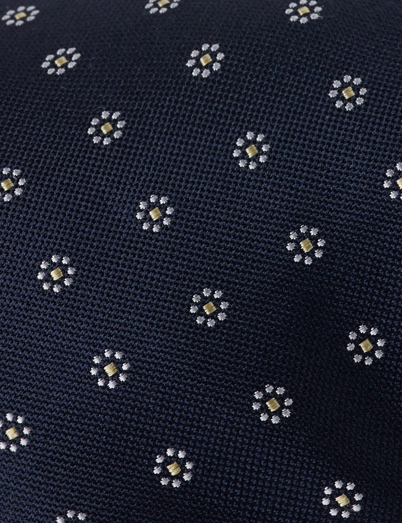 Navy & Yellow Floral Geo Tie - 100% Silk-preview