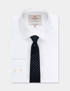 Navy & Yellow Floral Geo Tie - 100% Silk