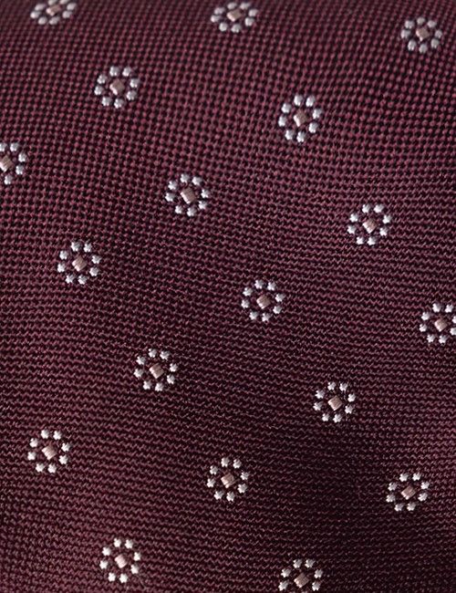 Burgundy & Pink Floral Geo Tie - 100% Silk-preview