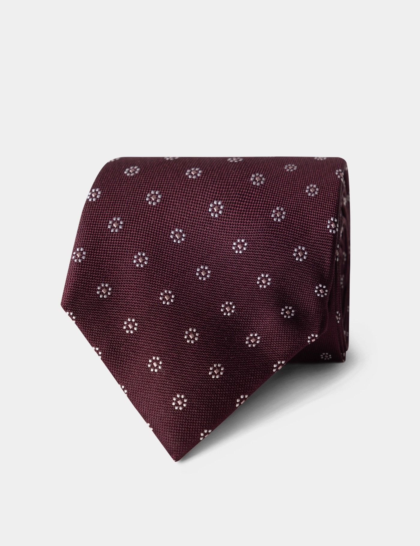 Burgundy & Pink Floral Geo Tie - 100% Silk