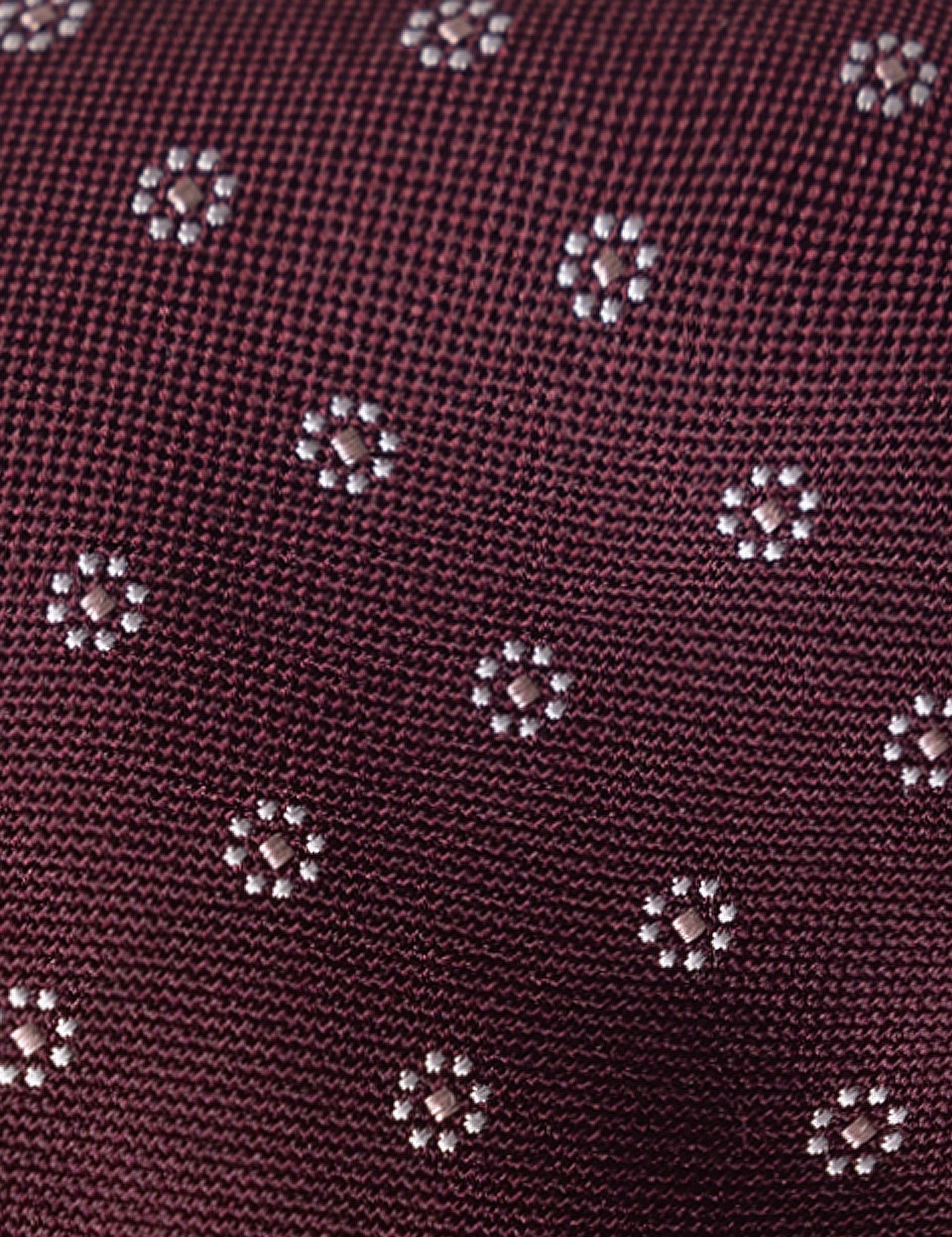 Burgundy & Pink Floral Geo Tie - 100% Silk-preview