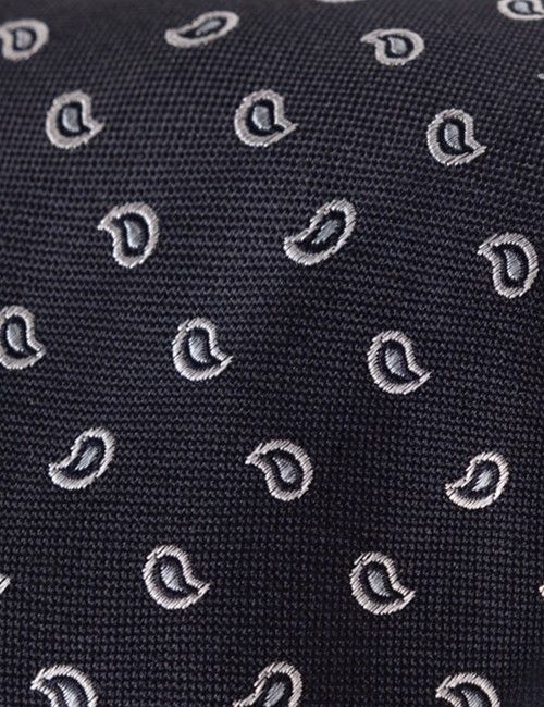 Navy & Light Blue Micro Paisley Tie - 100% Silk-preview