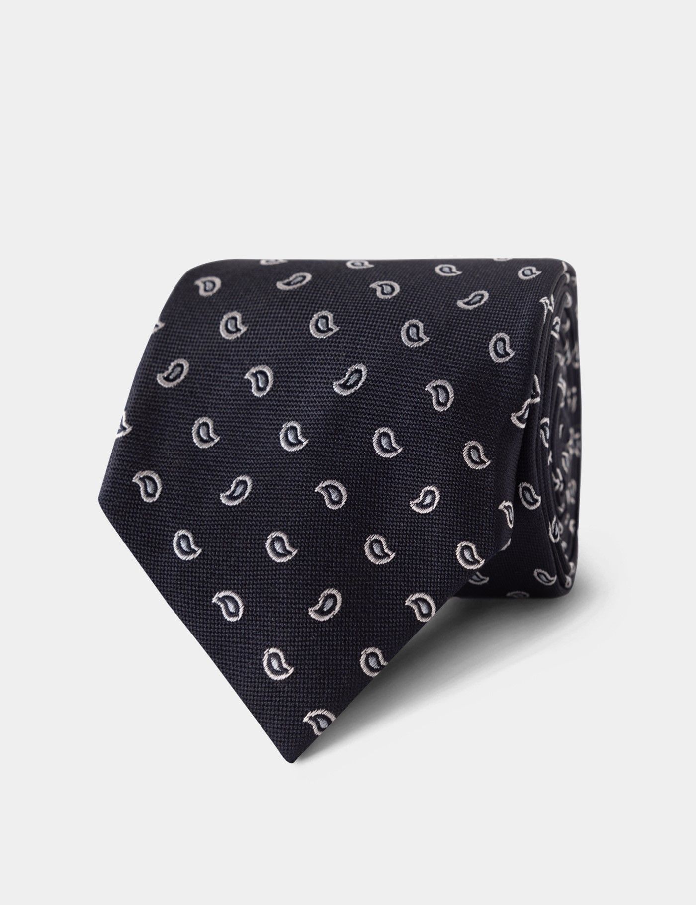 Navy & Light Blue Micro Paisley Tie - 100% Silk
