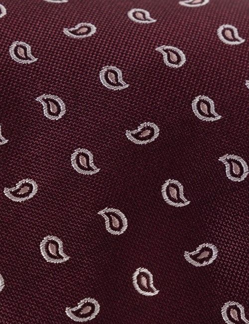Burgundy & Pink Micro Paisley Tie - 100% Silk-preview