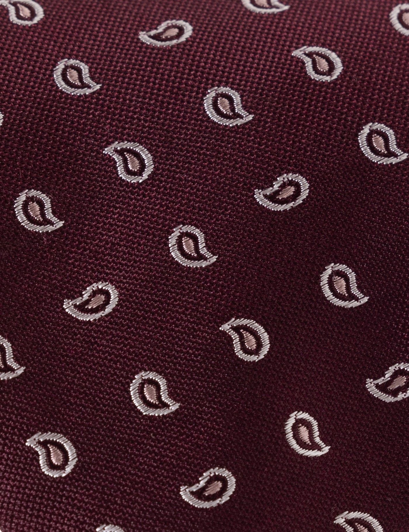 Burgundy & Pink Micro Paisley Tie - 100% Silk-preview