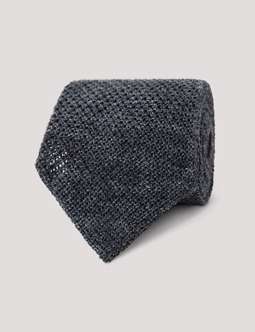 Blue Knit Tie - 100% Linen