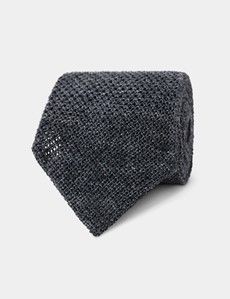 Blue Knit Tie - 100% Linen