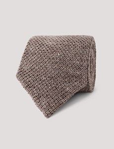 Taupe Knit Tie - 100% Linen