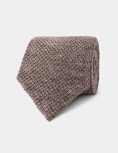 Taupe Knit Tie - 100% Linen