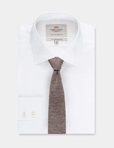 Taupe Knit Tie - 100% Linen-preview2