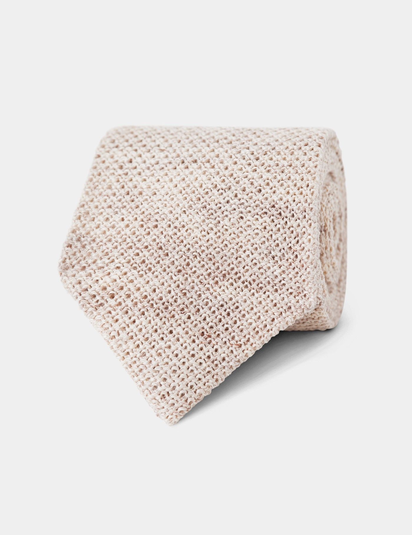 Ecru Knit Tie - 100% Linen